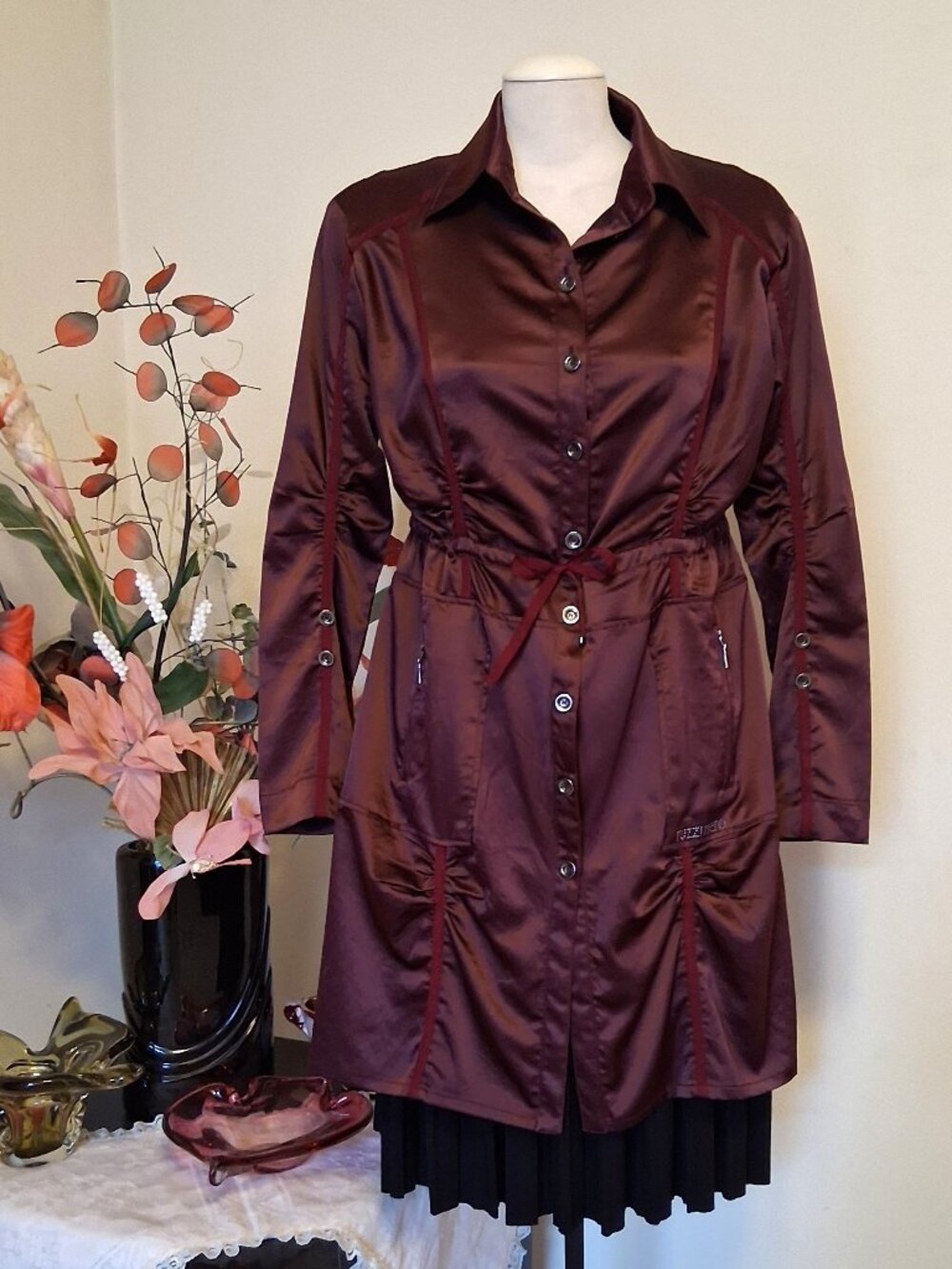 NWOT Tuzzi Nero Tailored Trench Coat Business Overcoat Outerwear Women L